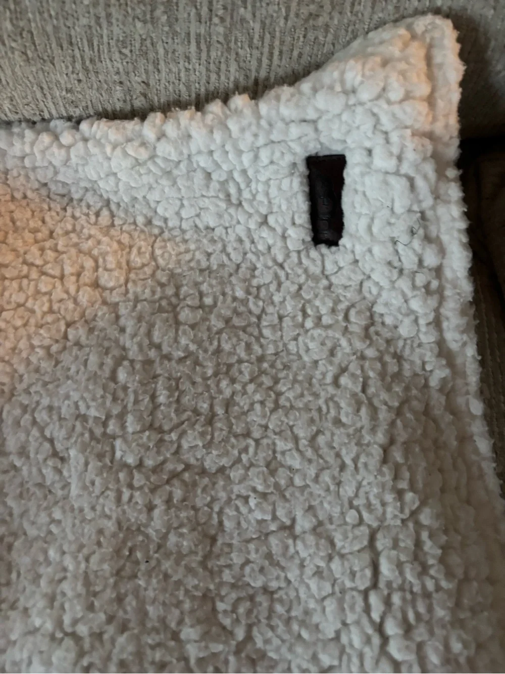 UGG Cream Sherpa Pillow Cover with Leather Tab set of two standard Euro size 26”